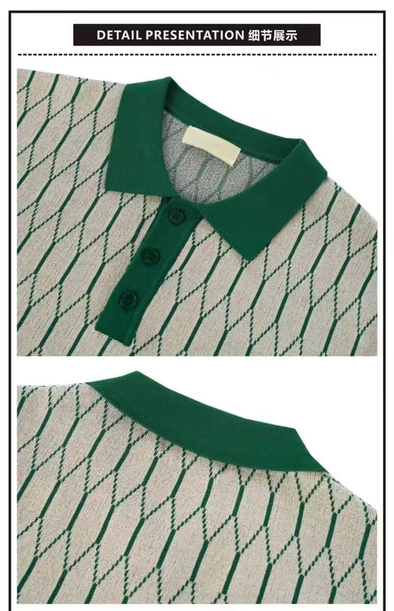 Contrast-Plaid Polo Shirt