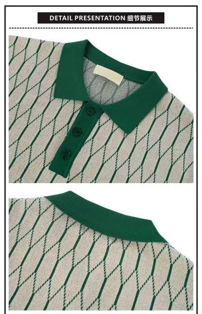Contrast-Plaid Polo Shirt