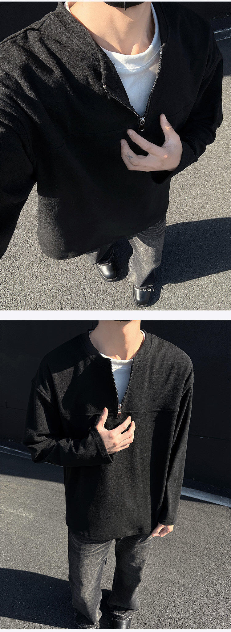 Double-Layer Zip Sweatshirt