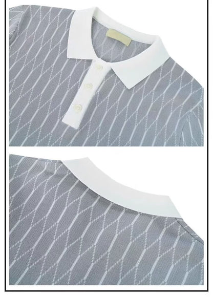 Contrast-Plaid Polo Shirt