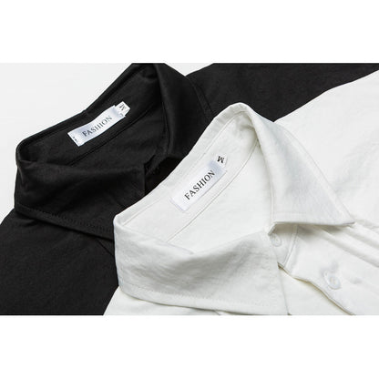 Pleated-Placket Fashion Shirt
