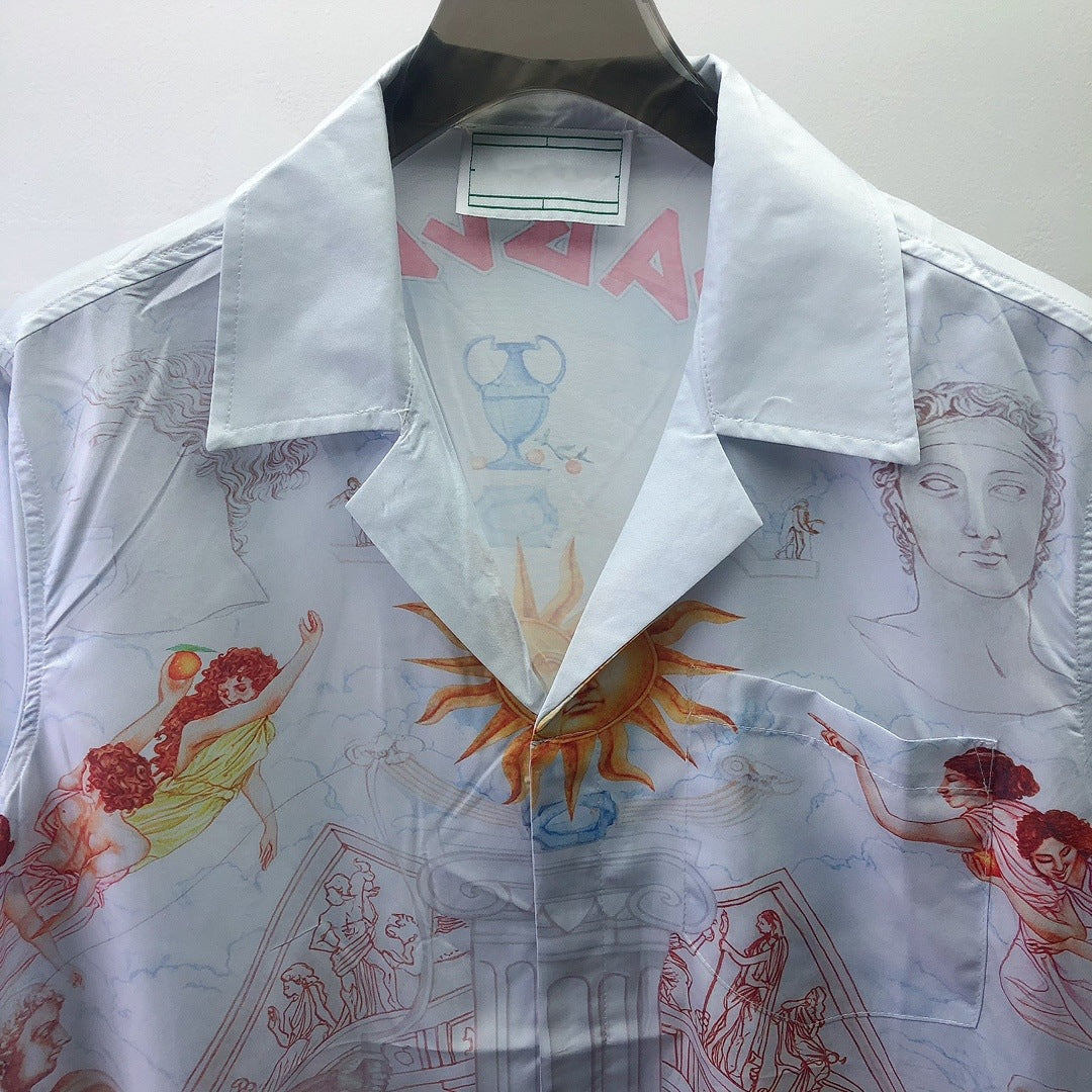 Printed Long-Sleeve Lapel Shirt