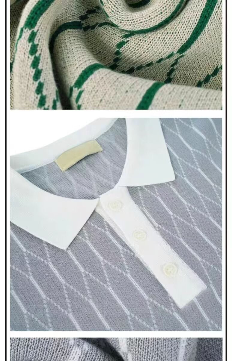 Contrast-Plaid Polo Shirt