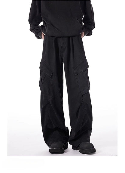 Washed-Cotton Wide-Leg Overalls