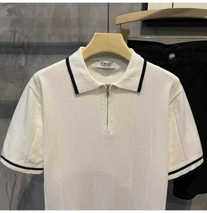 Slim-Fit Striped Knit Polo