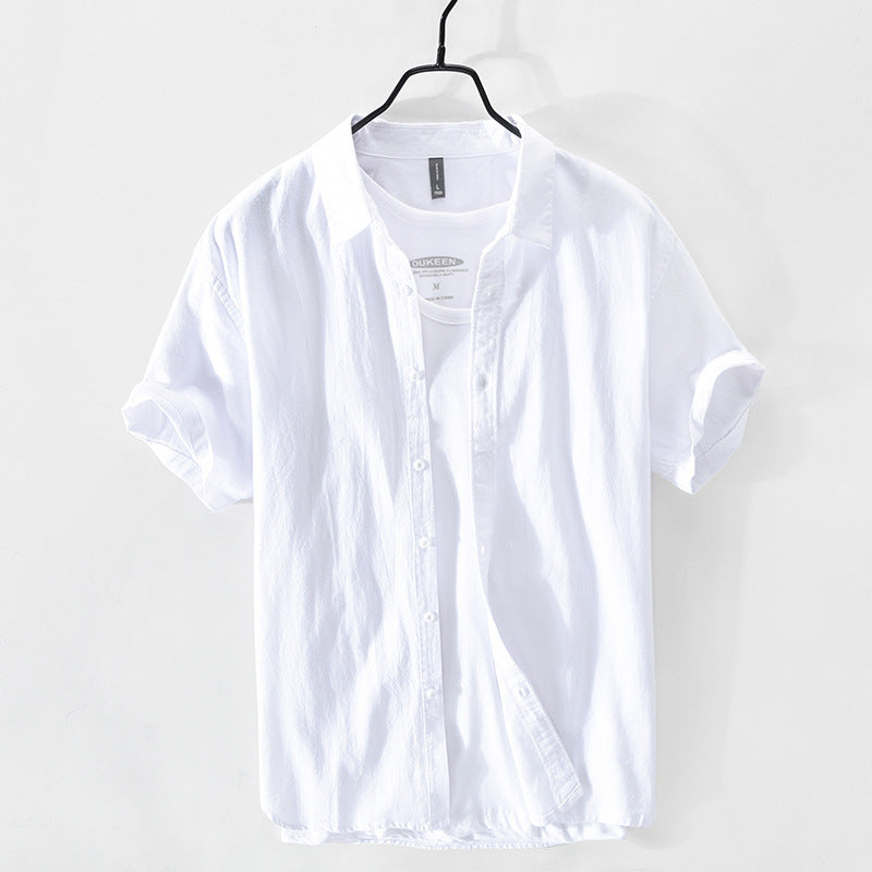 Retro Solid-Color Cotton Shirt