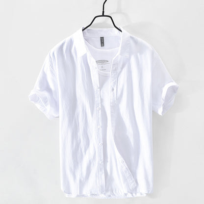 Retro Solid-Color Cotton Shirt