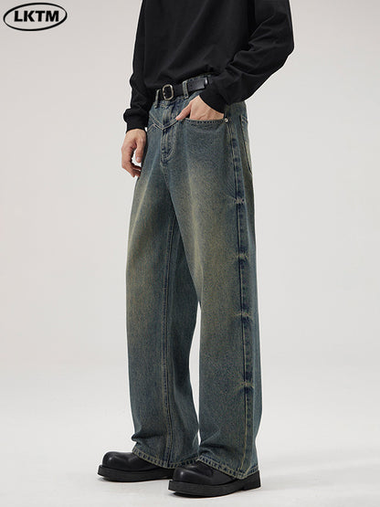 Vintage-Washed Wide-Leg Jeans