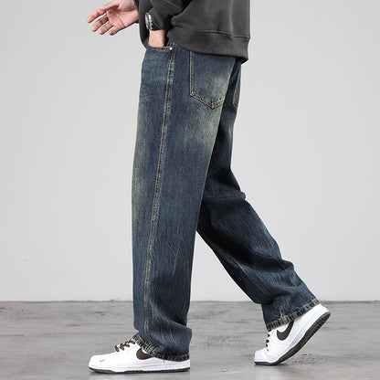 Fleece-Lined Retro Straight Jeans