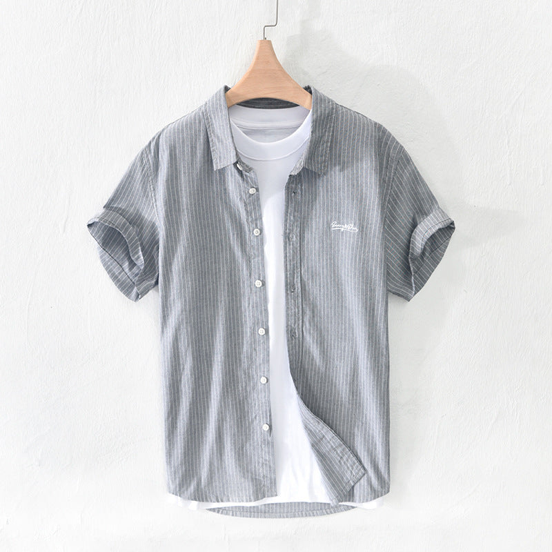 Japanese Striped Embroidered Shirt