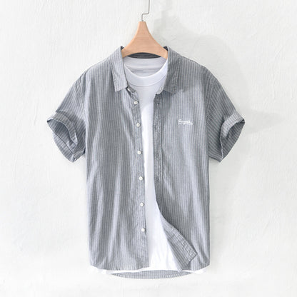 Japanese Striped Embroidered Shirt