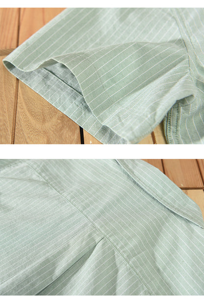 Japanese Striped Embroidered Shirt