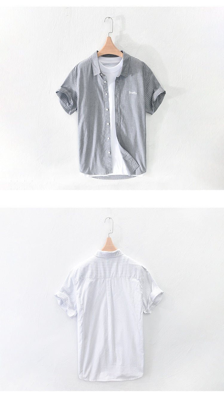 Japanese Striped Embroidered Shirt