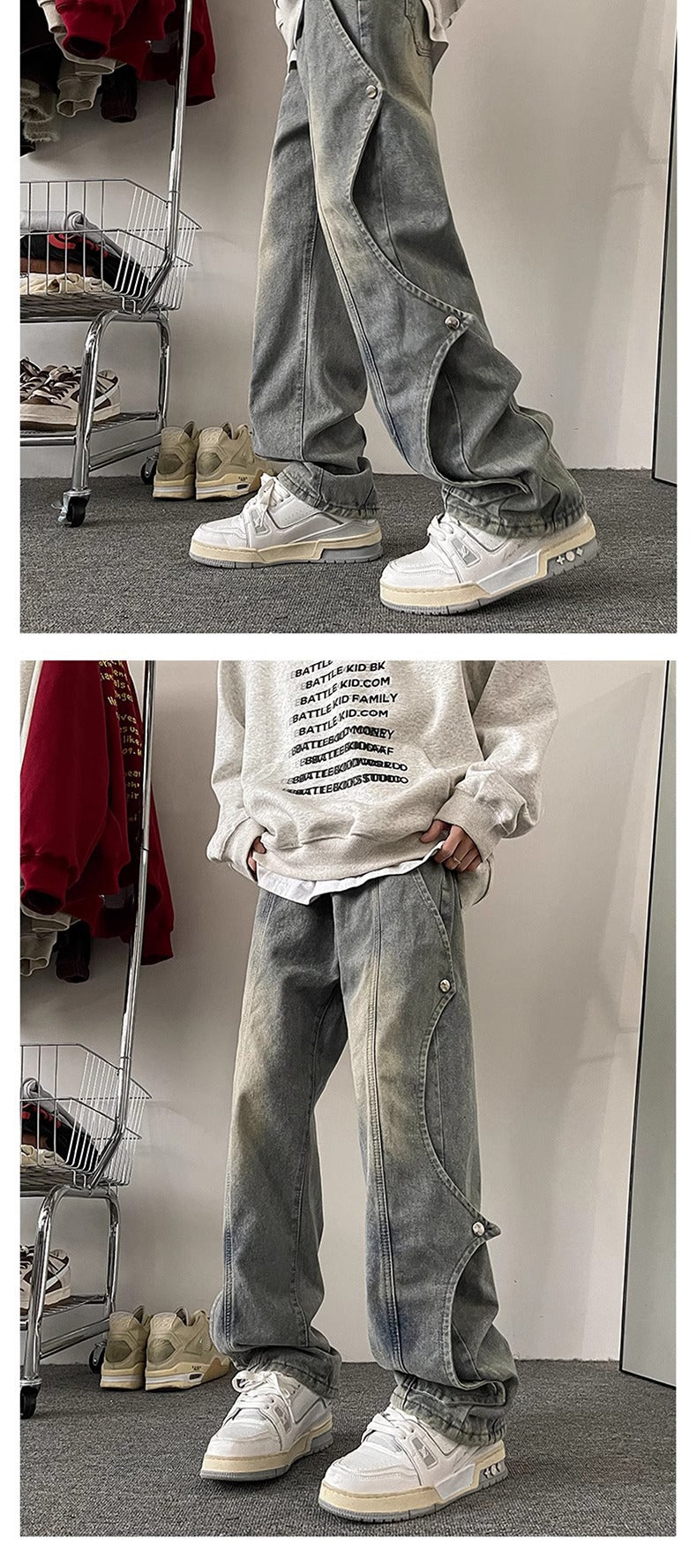 Utility Cargo Straight-Leg Jeans