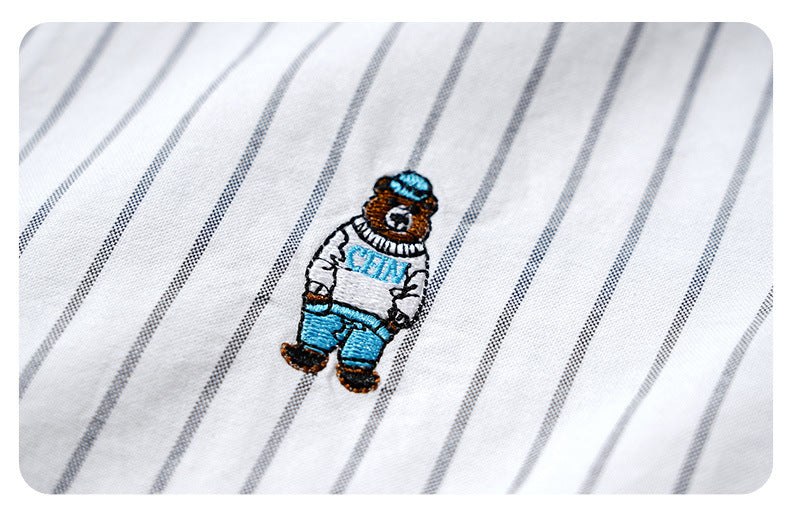 Embroidered Stripe Long-Sleeve Shirt