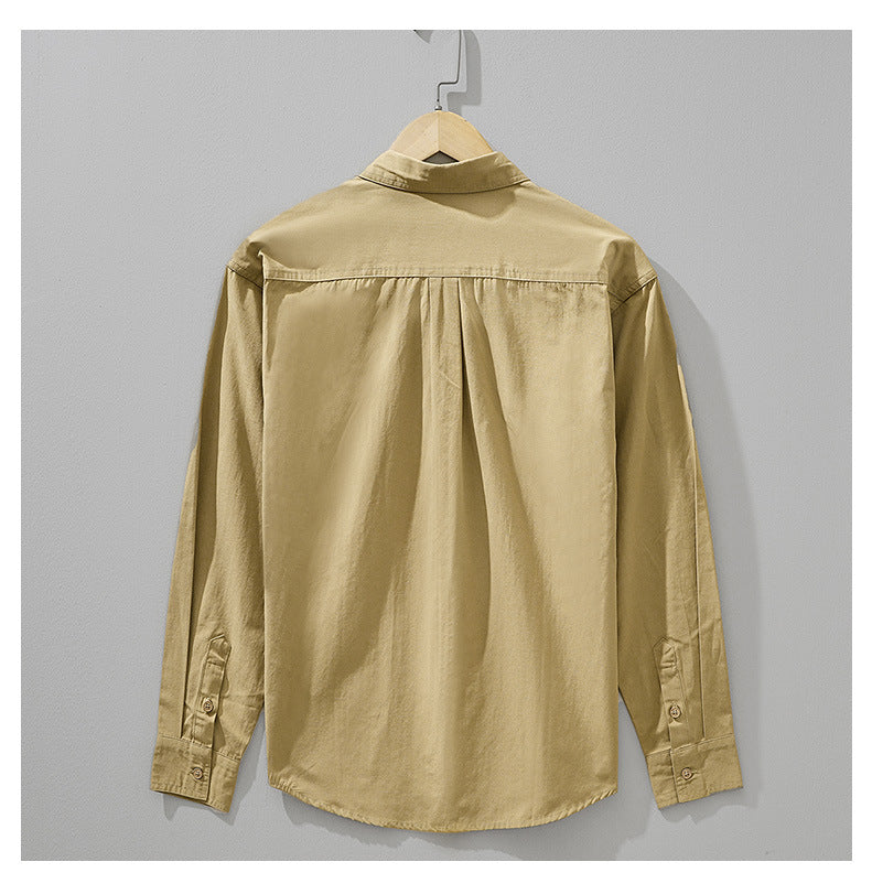 Relaxed Solid-Color Long-Sleeve Shirt