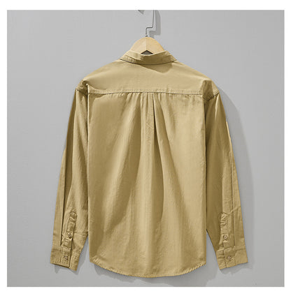 Relaxed Solid-Color Long-Sleeve Shirt