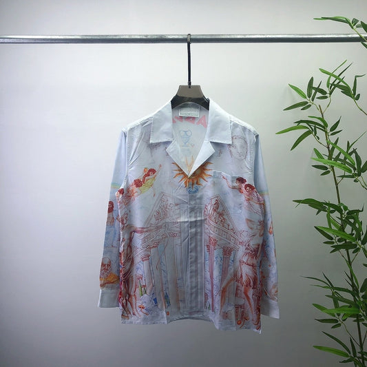 Printed Long-Sleeve Lapel Shirt