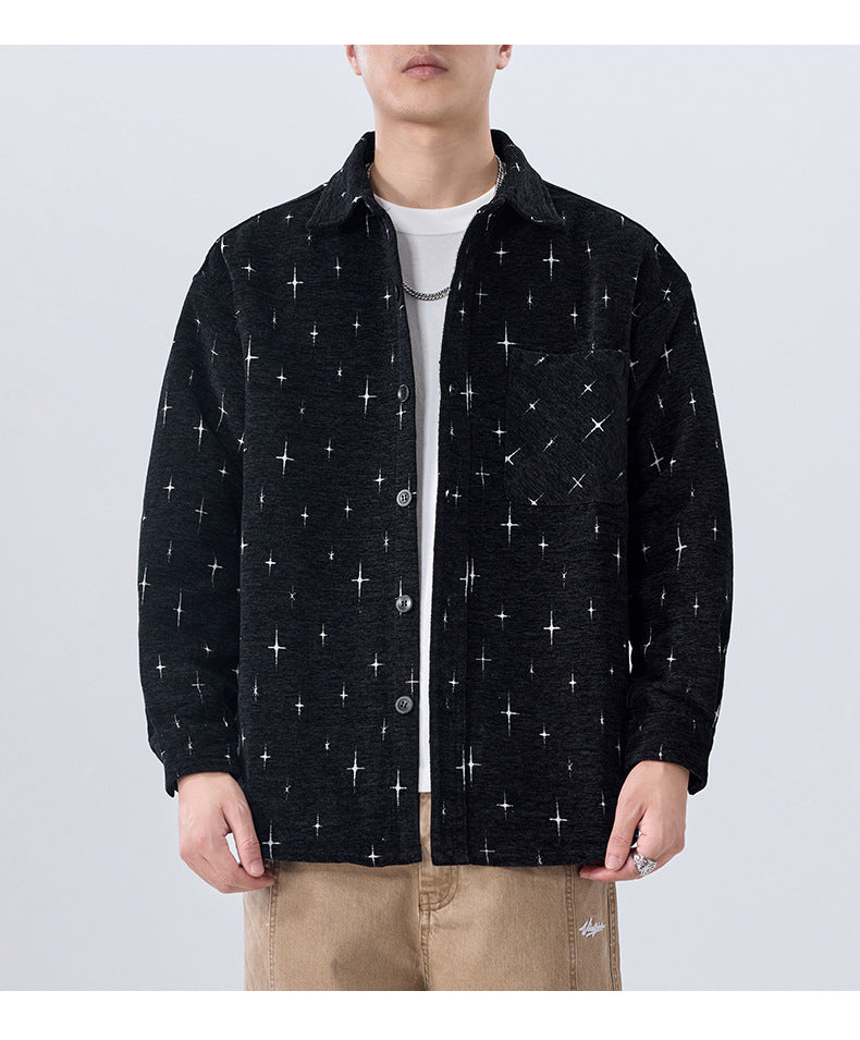Chenille Star Jacquard Shirt Coat