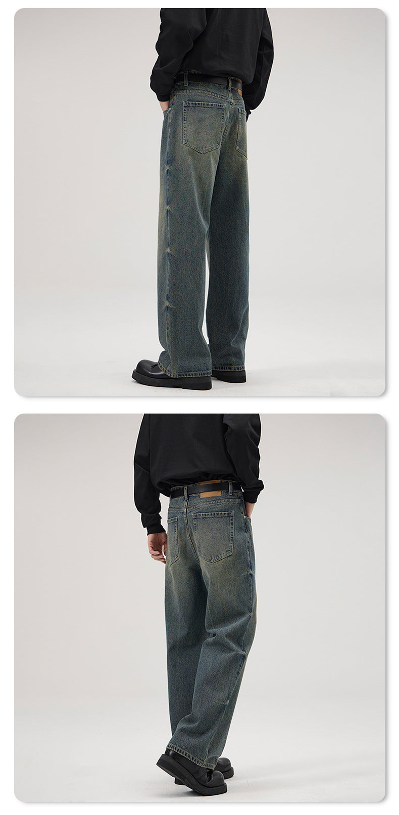 Vintage-Washed Wide-Leg Jeans