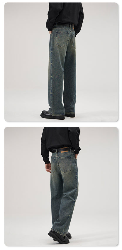Vintage-Washed Wide-Leg Jeans