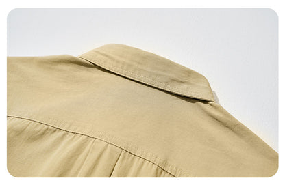 Relaxed Solid-Color Long-Sleeve Shirt
