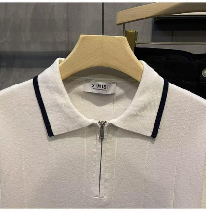 Slim-Fit Striped Knit Polo