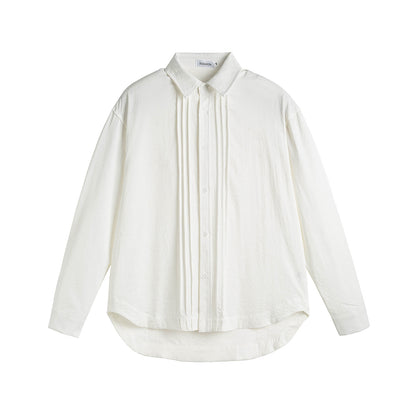 Pleated-Placket Fashion Shirt