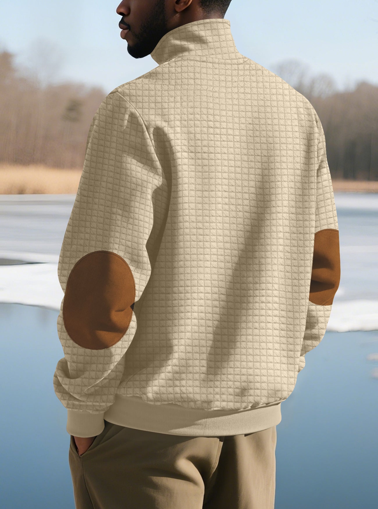 Embroidered Plaid Zip Sweatshirt