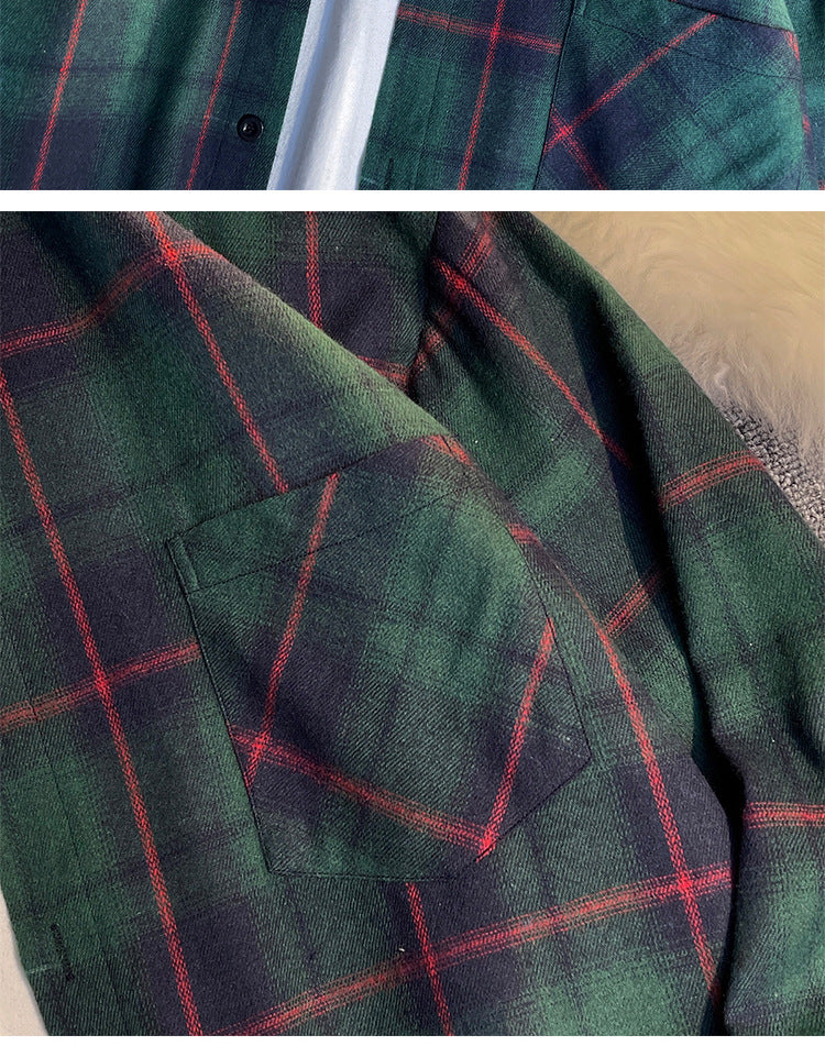 American Retro Plaid Long-Sleeve Shirt