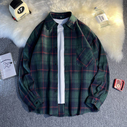 American Retro Plaid Long-Sleeve Shirt