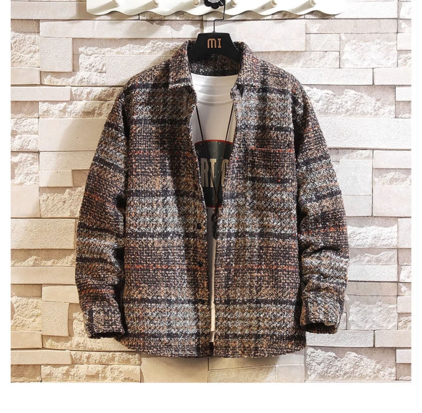 Thickened Plaid Lapel Shirt Coat
