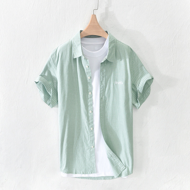 Japanese Striped Embroidered Shirt