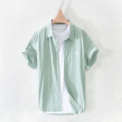 Japanese Striped Embroidered Shirt