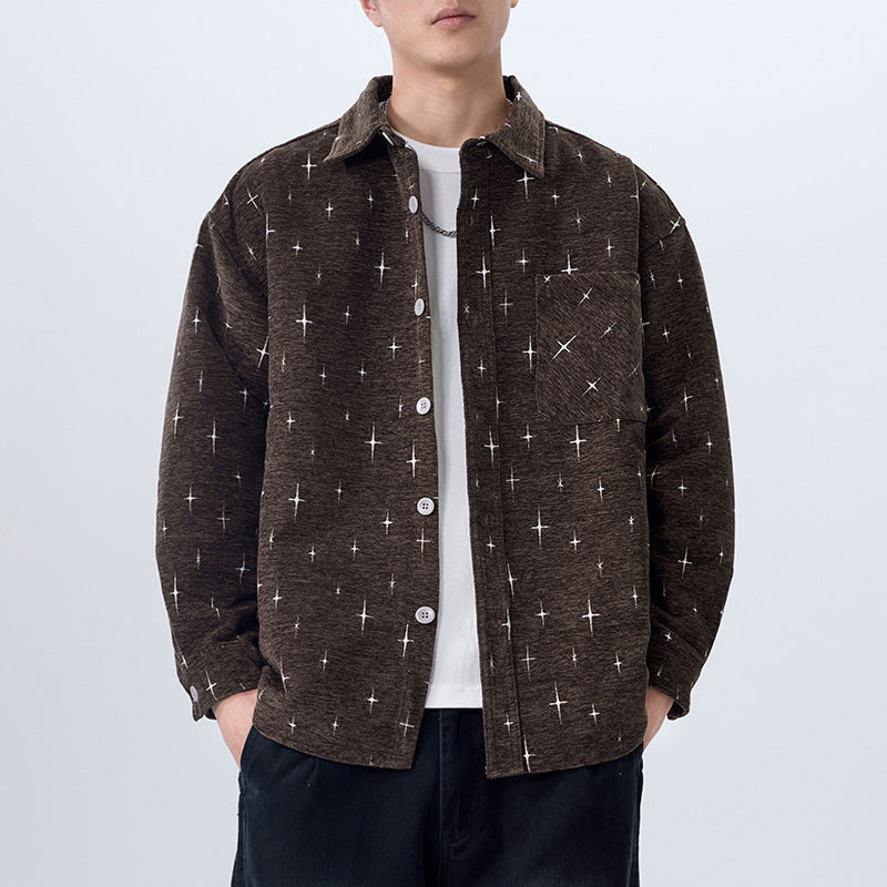 Chenille Star Jacquard Shirt Coat