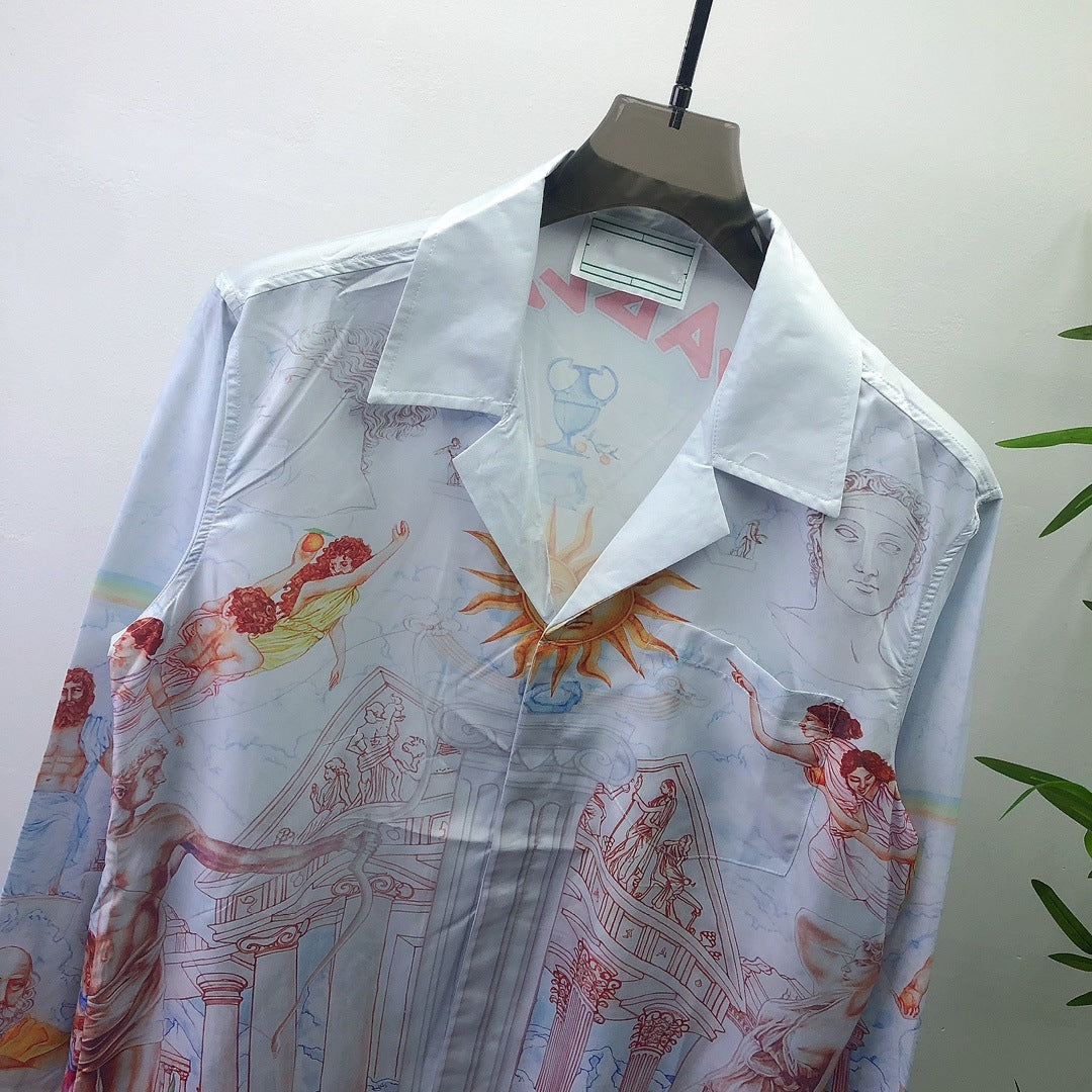 Printed Long-Sleeve Lapel Shirt