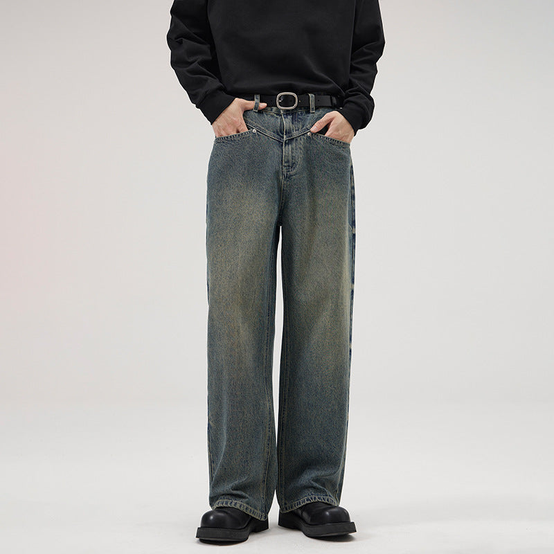 Vintage-Washed Wide-Leg Jeans