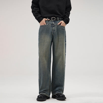 Vintage-Washed Wide-Leg Jeans