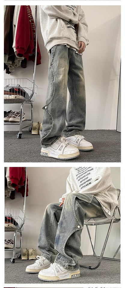 Utility Cargo Straight-Leg Jeans