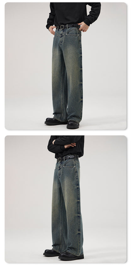 Vintage-Washed Wide-Leg Jeans