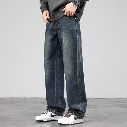 Fleece-Lined Retro Straight Jeans
