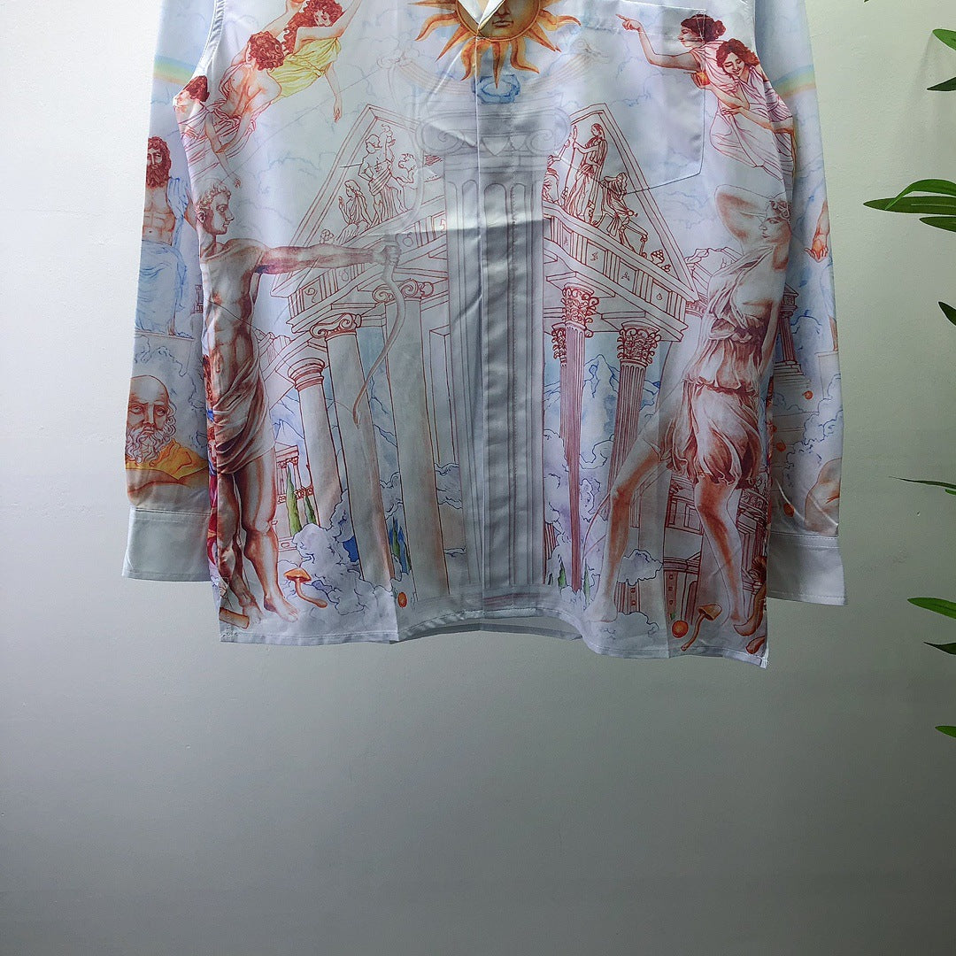 Printed Long-Sleeve Lapel Shirt