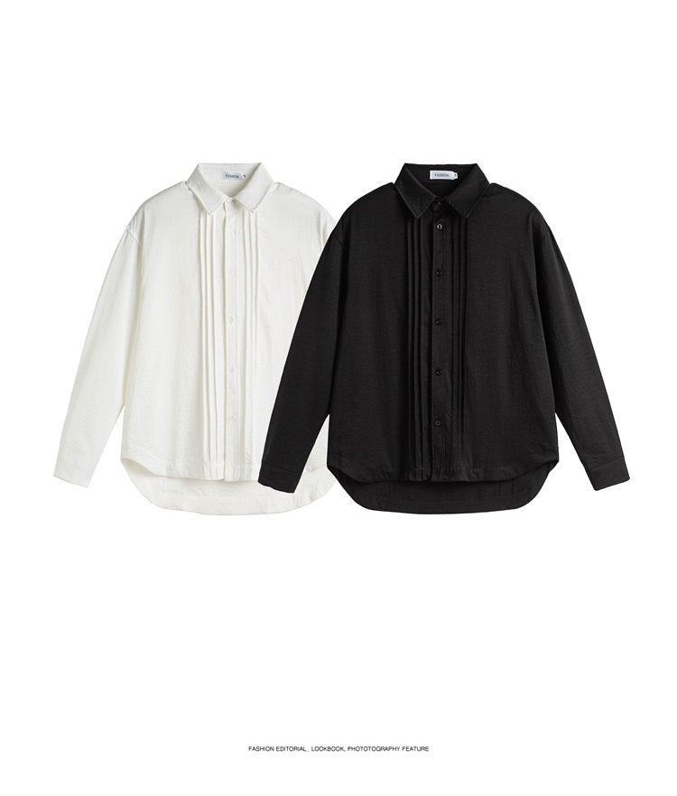 Pleated-Placket Fashion Shirt