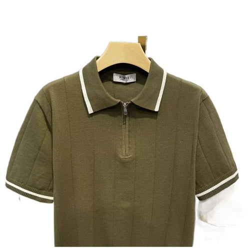 Slim-Fit Striped Knit Polo
