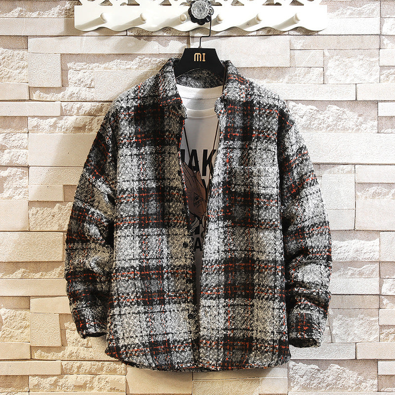 Thickened Plaid Lapel Shirt Coat