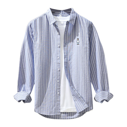 Embroidered Stripe Long-Sleeve Shirt