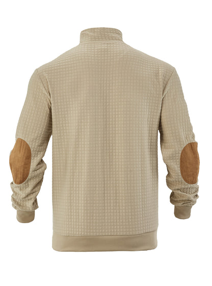 Embroidered Plaid Zip Sweatshirt