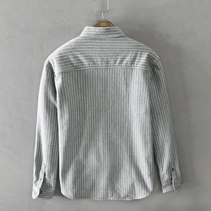Fleece-Lined Striped Shirt Coat