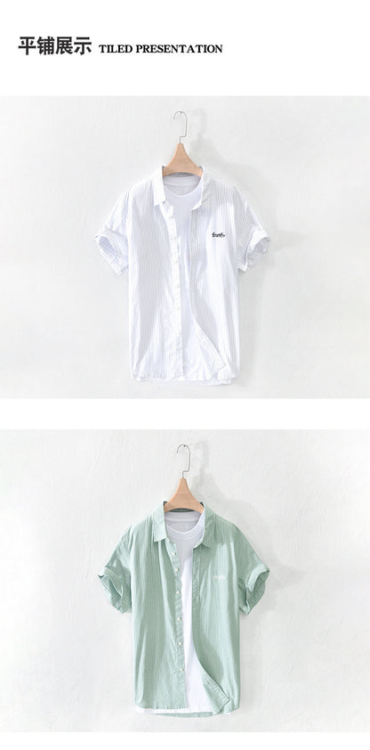 Japanese Striped Embroidered Shirt
