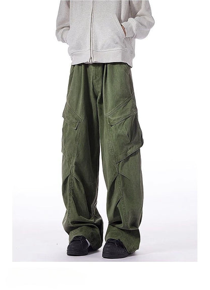 Washed-Cotton Wide-Leg Overalls